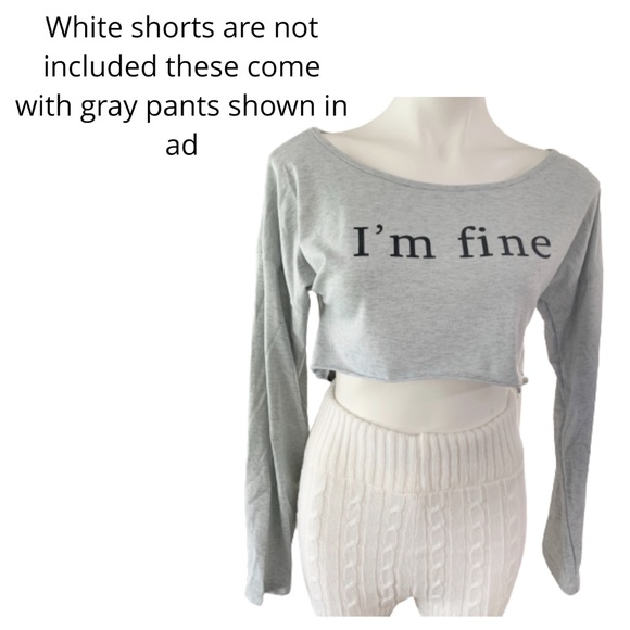 Loungewear Gray Cut off Top with Joggers HP 💕 - Picture 3 of 8